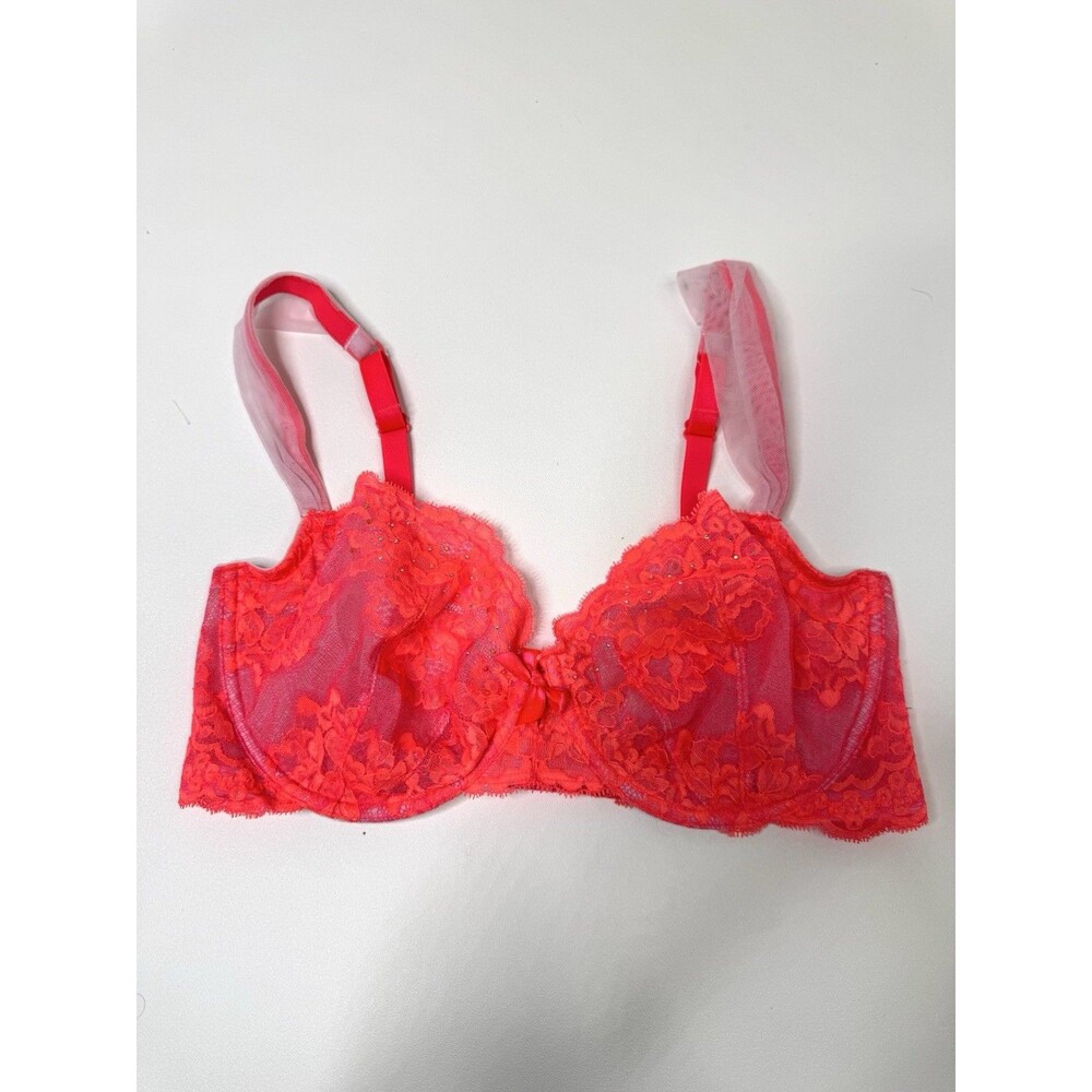 Victorias Secret Very Sexy Unlined Demi Embellished w/ Rhinestones lace Bra 36DD